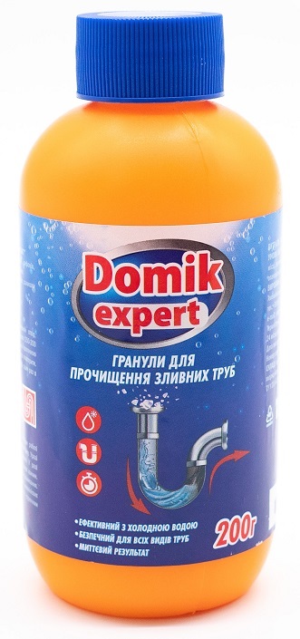 Засіб Domik Expert для прочищення зливних труб гранули 200 гр